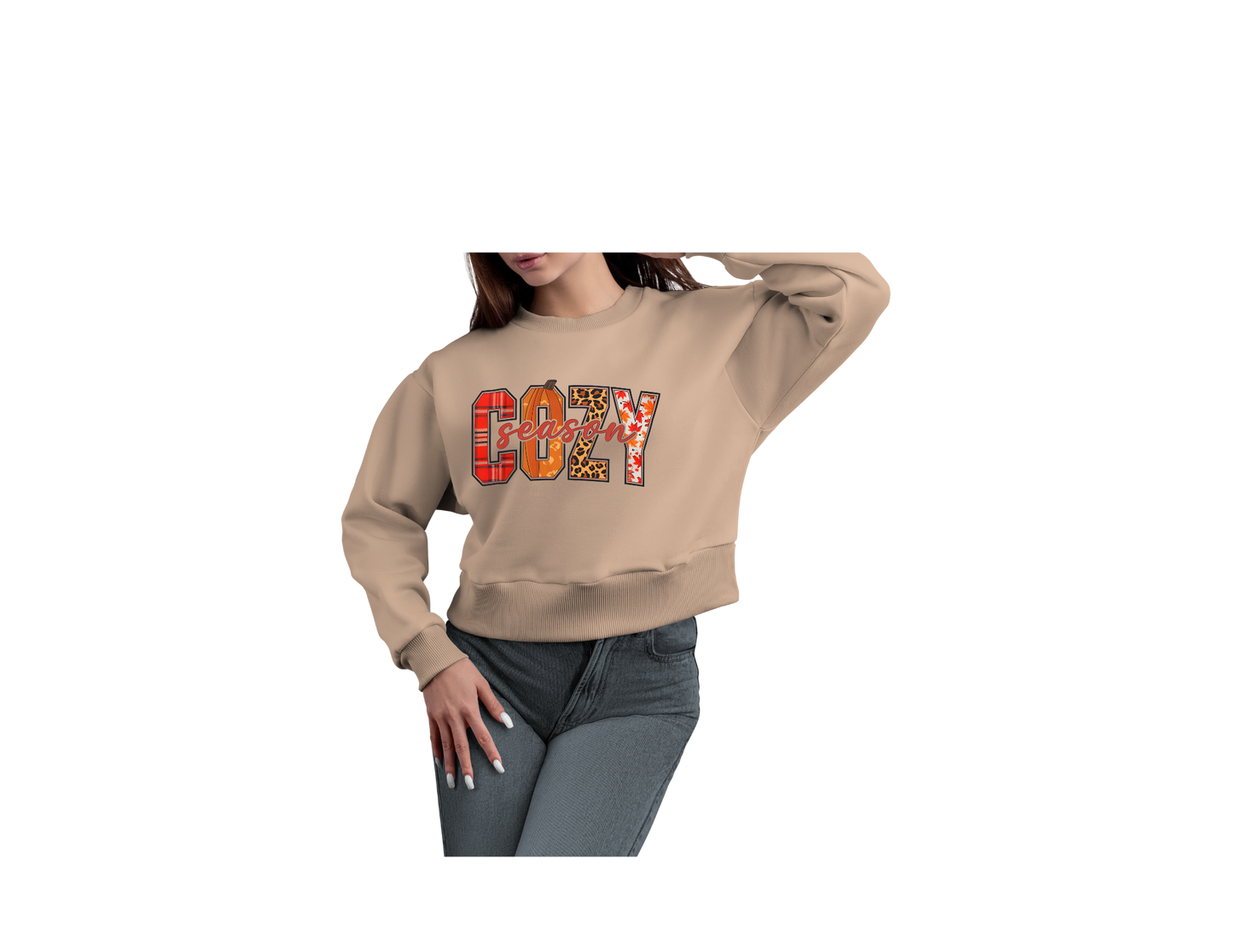 TAN FALL MULTICOLORED COZY SWEATSHRIT