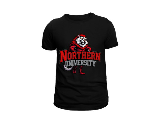 NORTHERN UNIVERSITY T-SHIRT RED AND BLACK