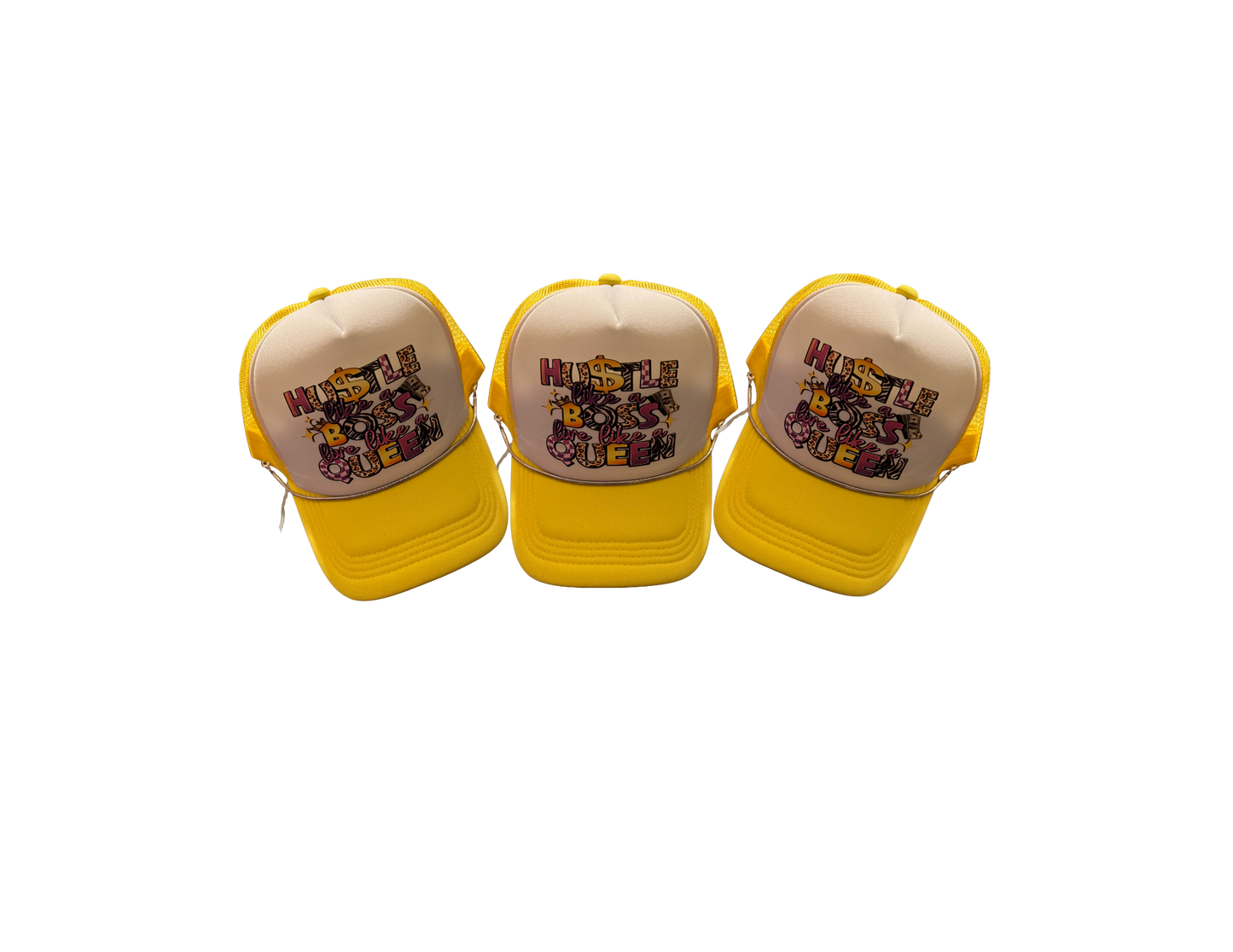 YELLOW HUSTLE BOSS TRUCKER HAT