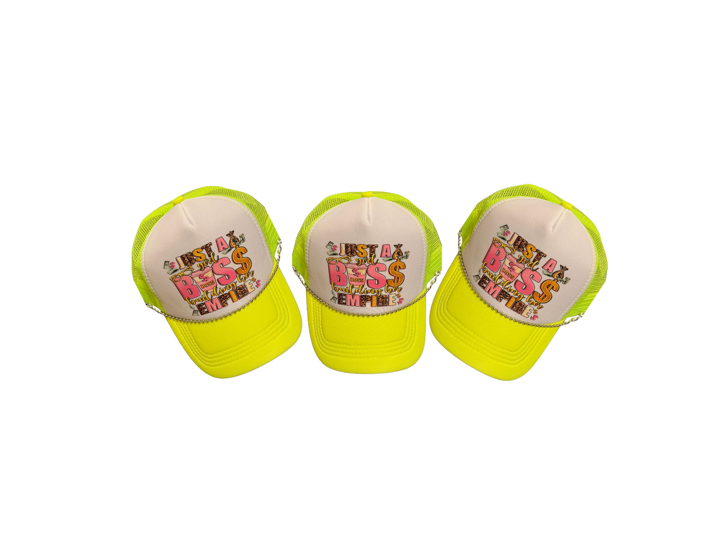 NEON YELLOW BOSS TRUCKER HAT
