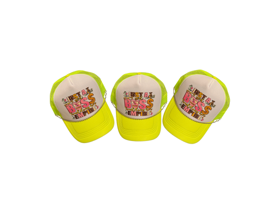 NEON YELLOW BOSS TRUCKER HAT