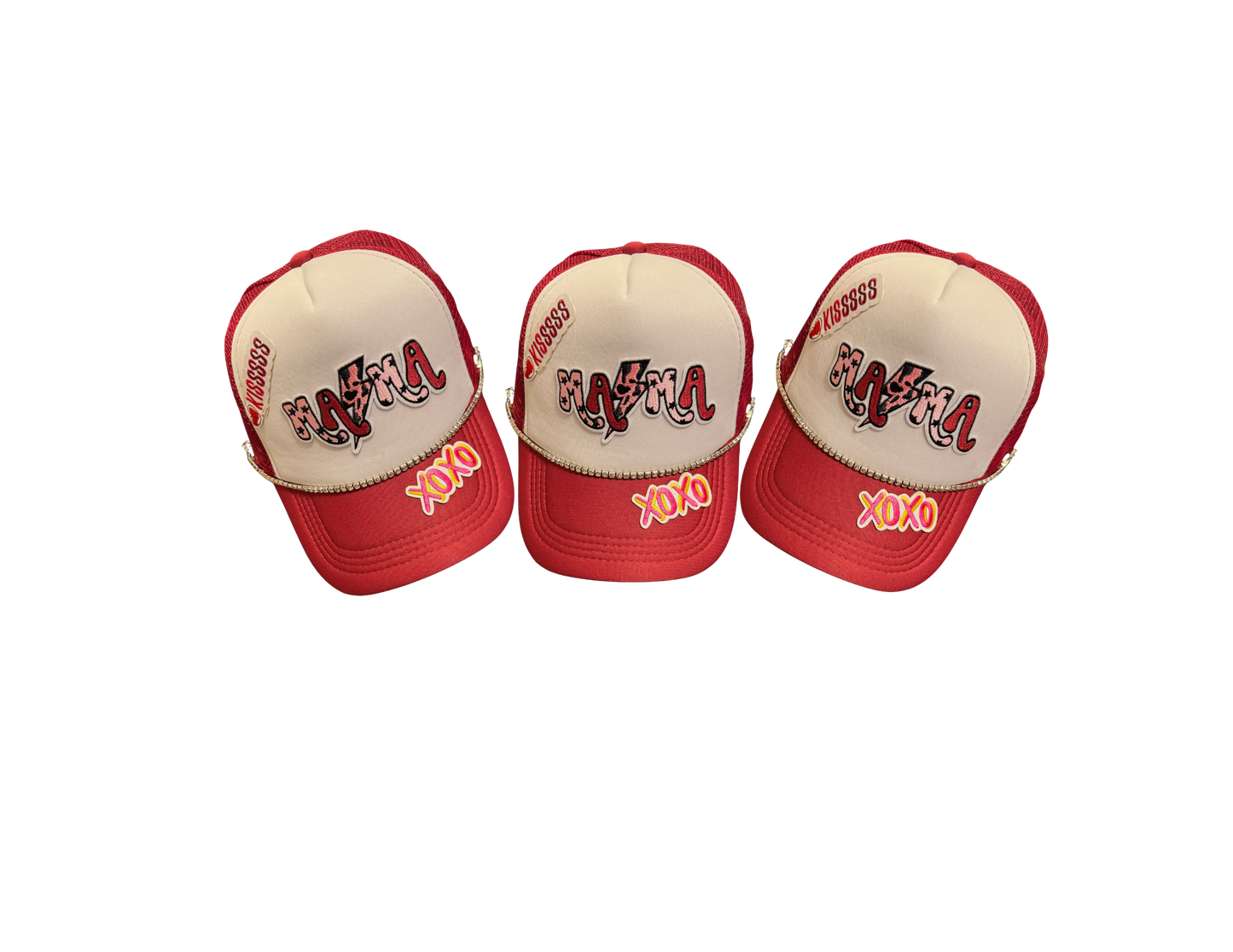RED MAMA XOXO TRUCKER HAT