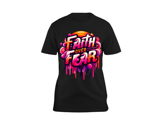FAITH OVER FEAR CROSS ON THE SIDE T-SHIRT