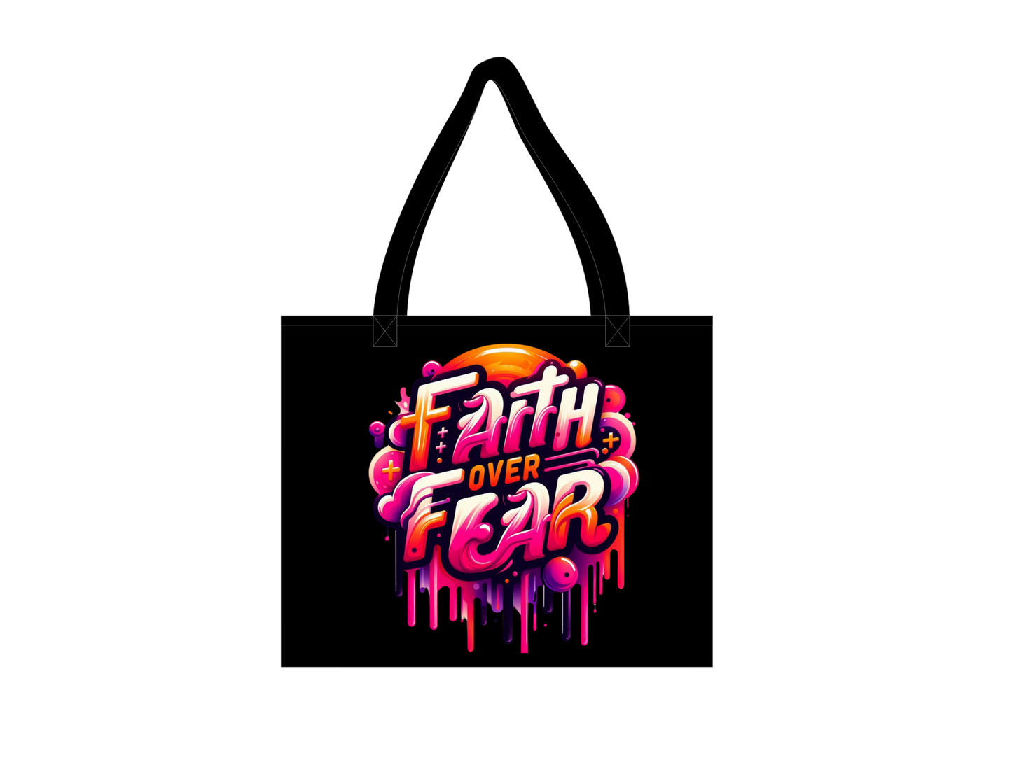 FAITH OVER FEAR CROSS SIDE TOTE BAG