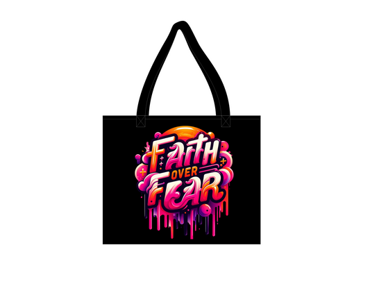 FAITH OVER FEAR CROSS SIDE TOTE BAG