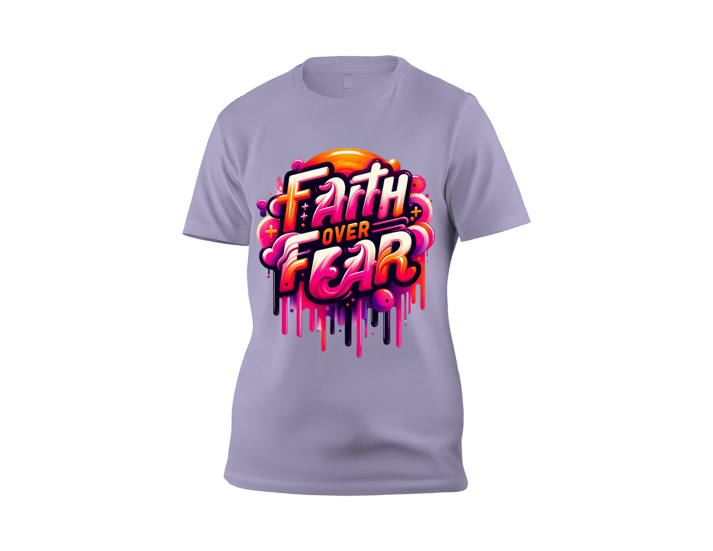 FAITH OVER FEAR CROSS ON THE SIDE T-SHIRT