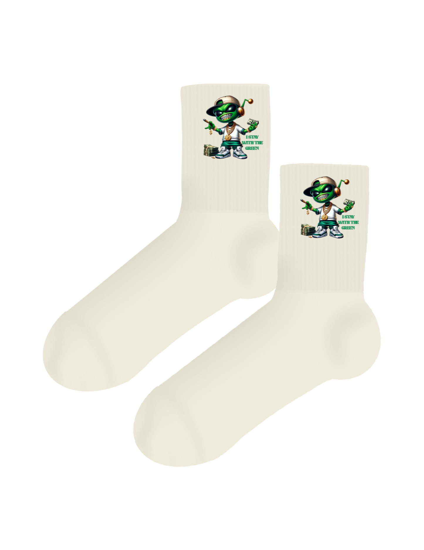 I STAY WITH THE GREEN ALIENWARE CREW SOCKS