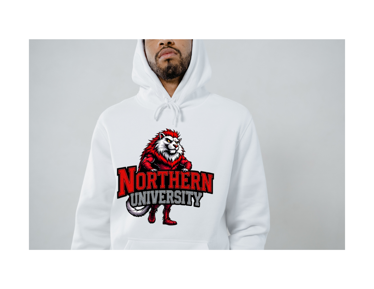 NORTHERN UNIVERSITY RED AND WHITE HOODIE