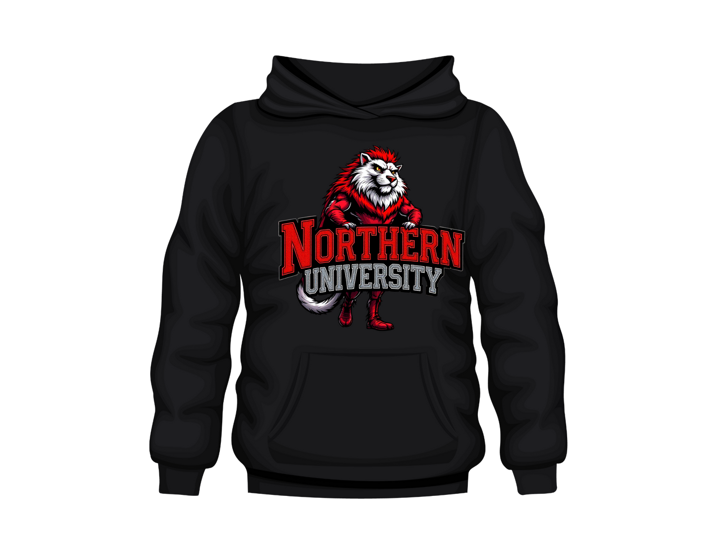 NORTHERN UNIVERSITY RED AND WHITE HOODIE