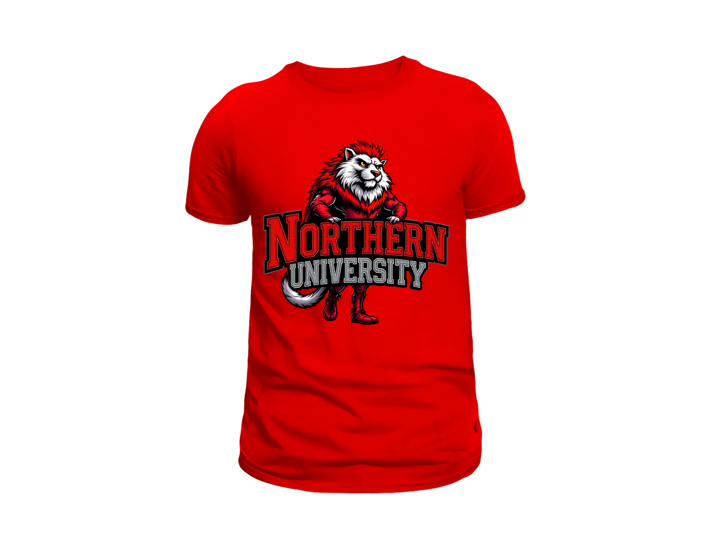 NORTHERN UNIVERSITY T-SHIRT RED AND BLACK