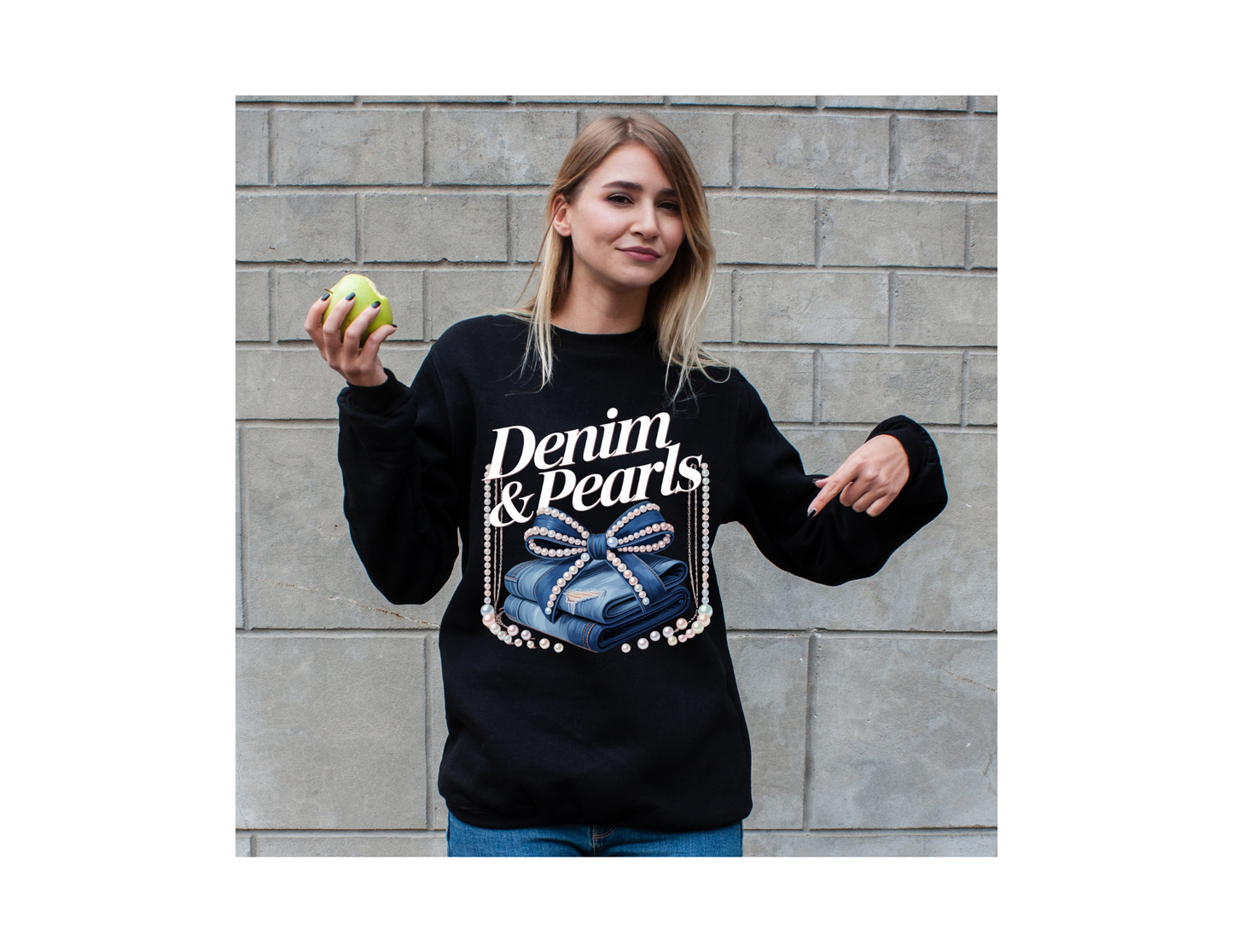 DEMIN & PEARLS SWEATER SWING ROPE