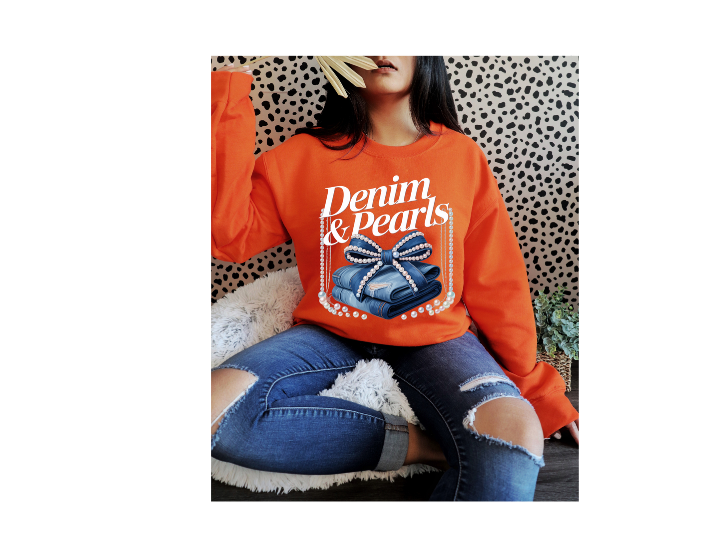 DEMIN & PEARLS SWEATER SWING ROPE