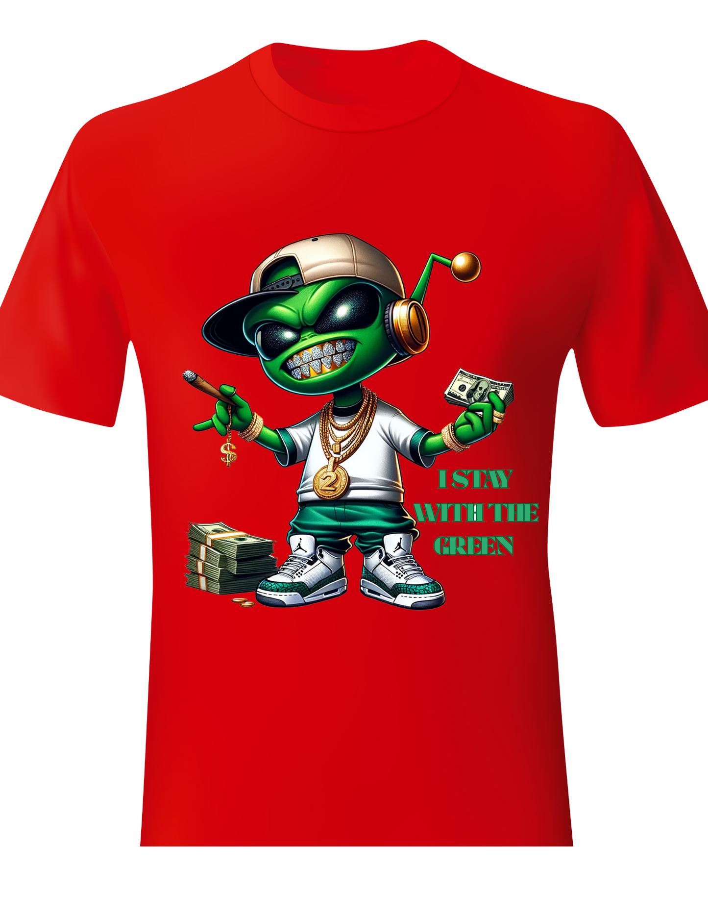 I STAY WITH THE GREEN ALIENWARE SHORT SLEVE T-SHIRT