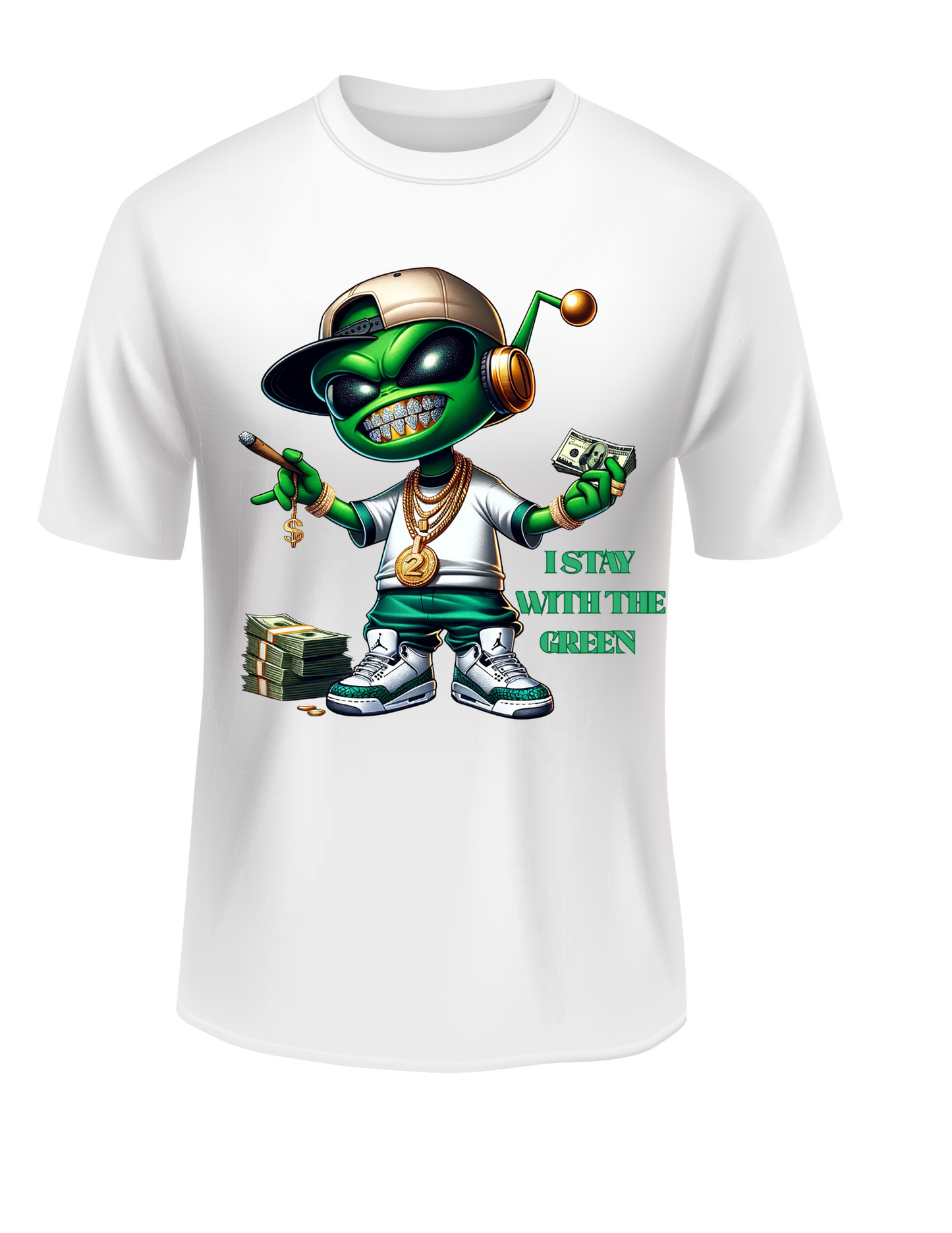 I STAY WITH THE GREEN ALIENWARE SHORT SLEVE T-SHIRT