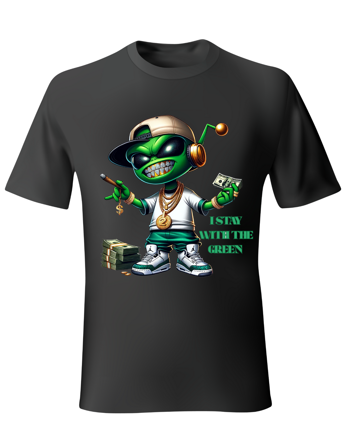I STAY WITH THE GREEN ALIENWARE SHORT SLEVE T-SHIRT